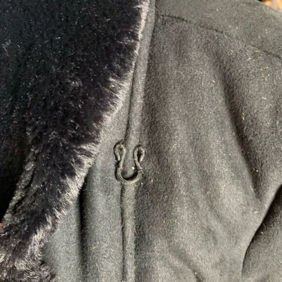 Dress Barn Black faux Shearling coat drape front 🖤 WARM size medium beautiful! - Picture 6 of 13